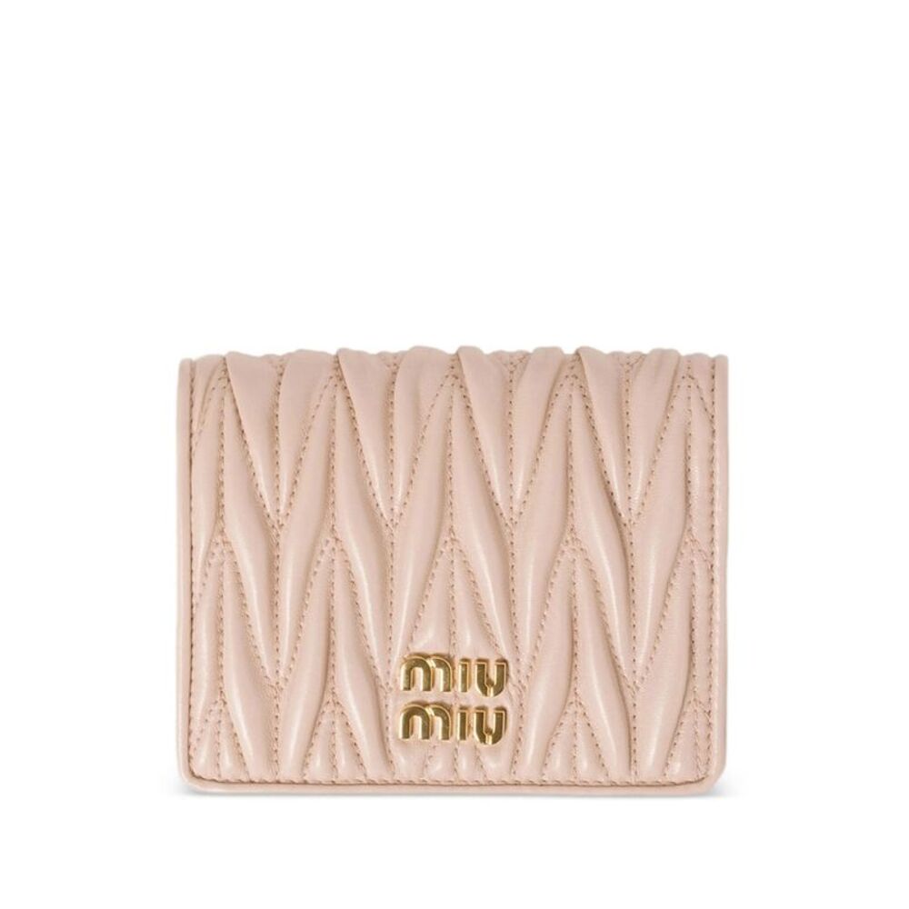 Small Matelassé Nappa Leather Wallet With Snap Closure Women